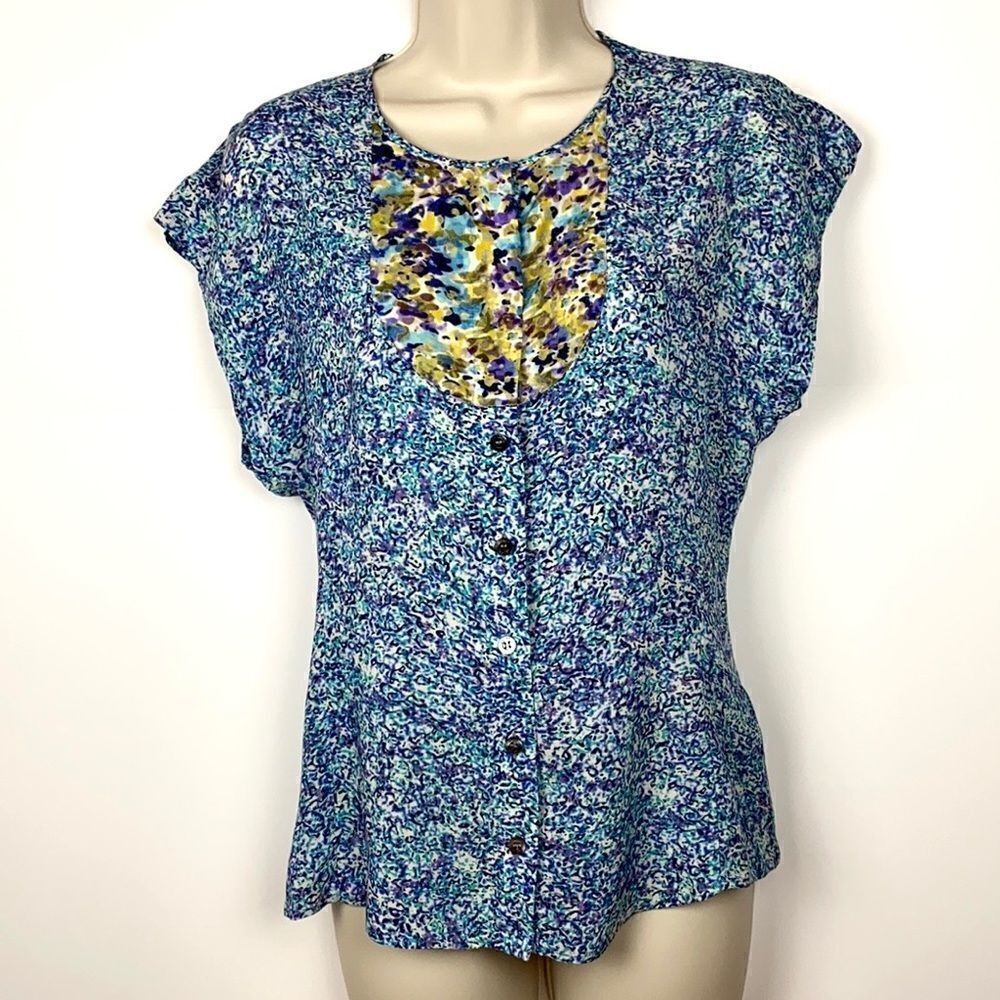 ESCADA SPORT floral button down blouse top size S